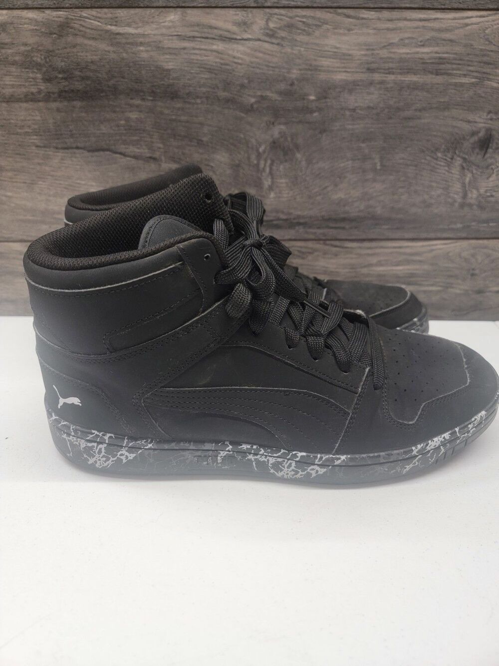 MEN'S PUMA REBOUND LAYUP Marble HIGH-TOP SNEAKERS-Black/White/Marble